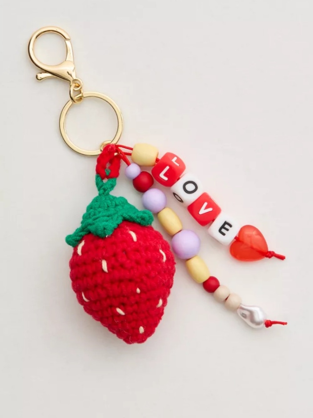 NEW Aerie strawberry love beaded bag charm key ring